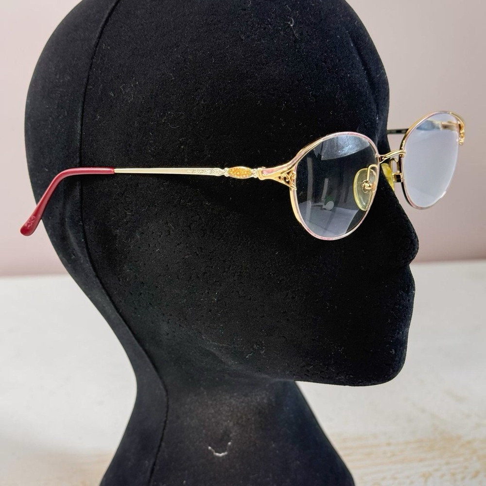 VTG Laura Ashley Brocade Wine Gold Pink Eyeglass FRAME ONLY Japan 52-17 140